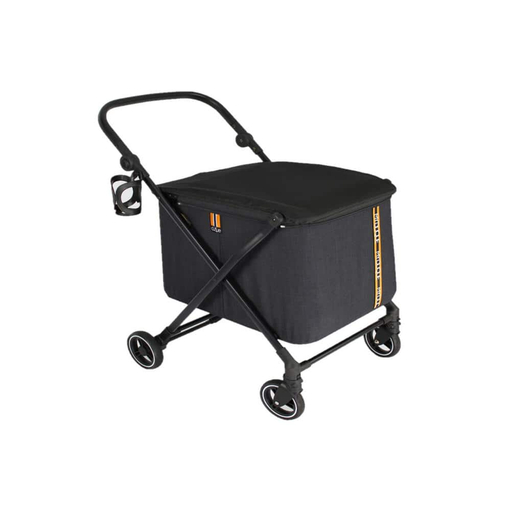 Black Foldable Metal Frame Shopping Cart with Swivel Wheels