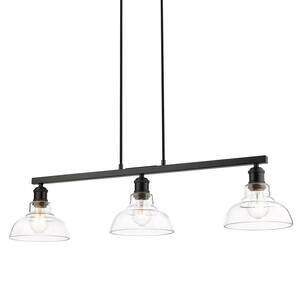 Carver 3-Light Matte Black Linear Pendant with Glass Shade