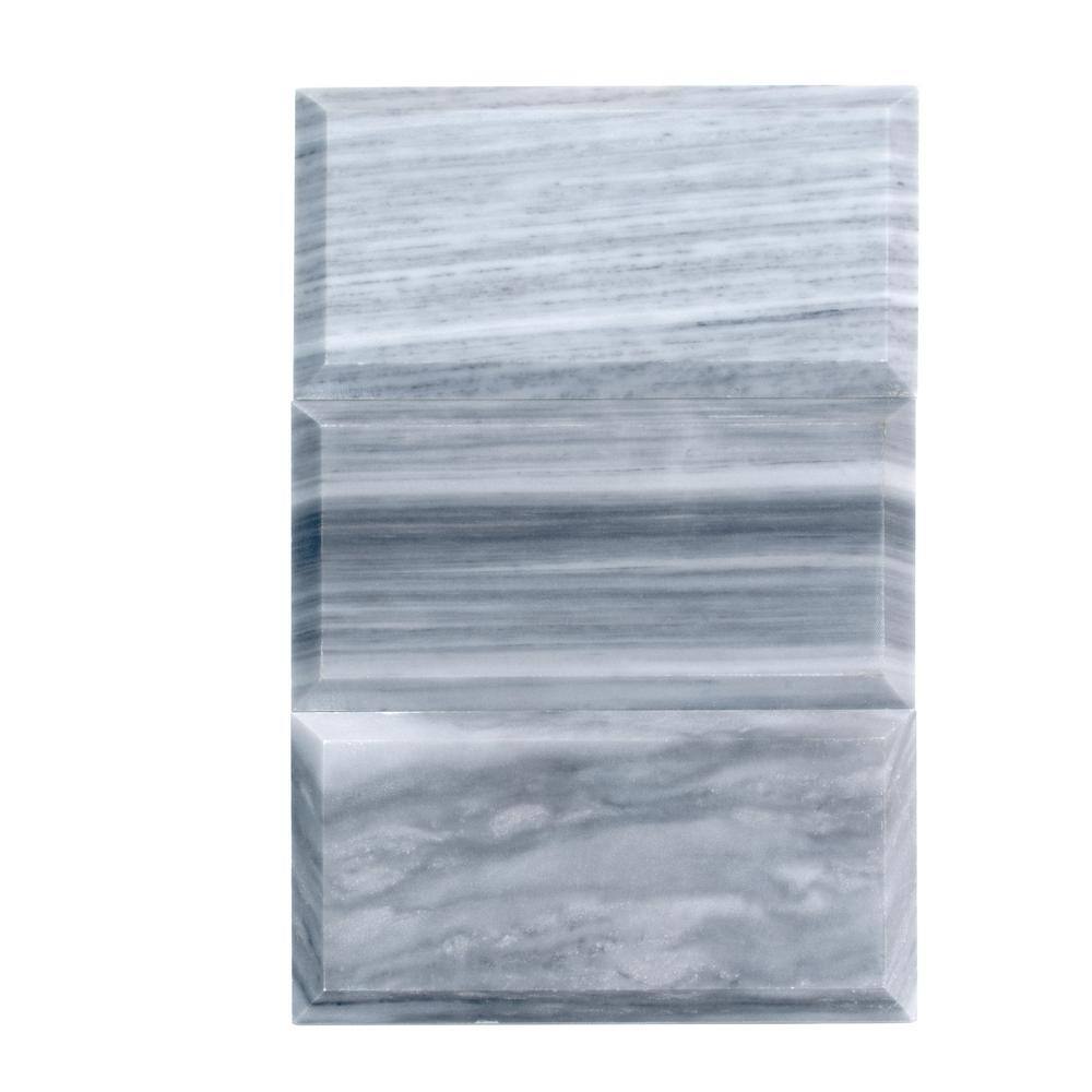 Gray 3" x 6" Beveled Polished Marble Subway Tile
