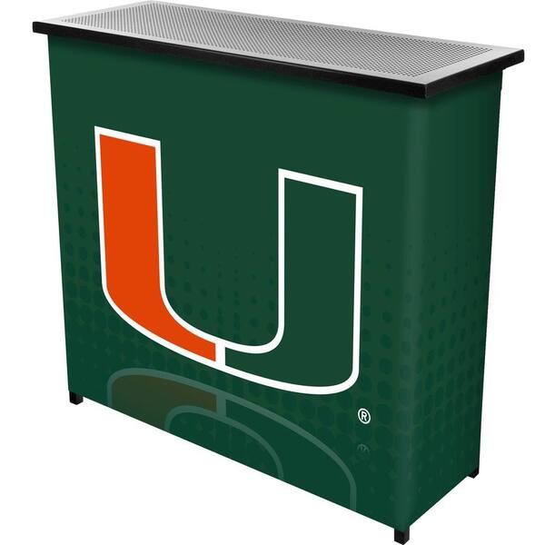 Trademark Global University of Miami Reflection 2-Shelf Green Bar with Case