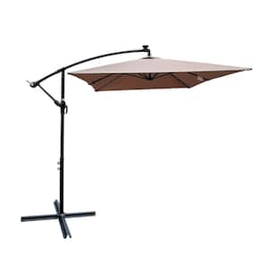 120 * 78 * 98in Outdoor Patio Umbrella with Crank Handle and Cross Base Solar Powered LED Light Illumination, Mushroom