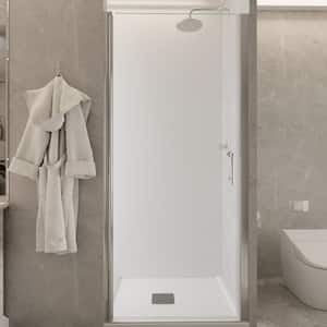 34 to 35-3/8 in. W x 72 in. H Pivot Frameless Swing Corner Shower Panel with Shower Door in Chrome with Clear Glass