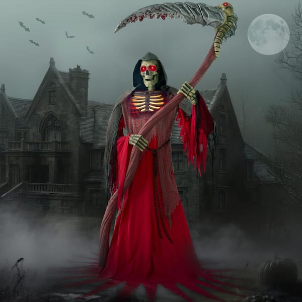 7 ft. Height Animated Grim Reaper Holding Giant Scythe