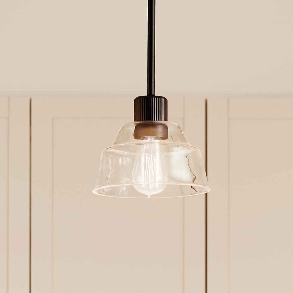 Eastmont 8" Polished Nickel Mini Pendant with Clear Glass Shade