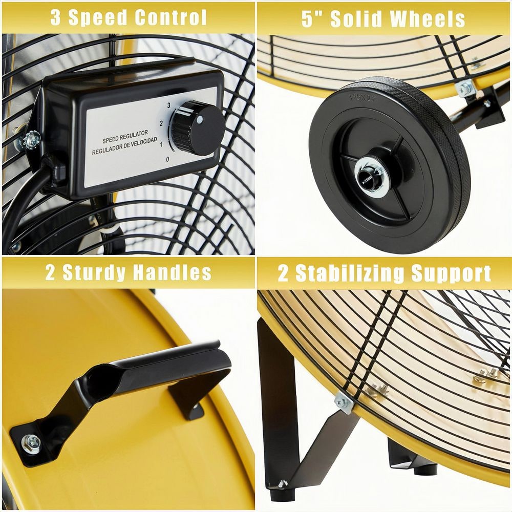 30 Inch Yellow High Velocity Aluminum Drum Floor Fan