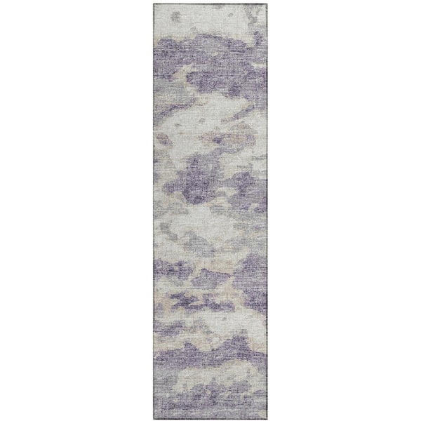 Accord Purple 2 ft. 3 in. x 7 ft. 6 in. Abstract Indoor/Outdoor Washable Area Rug