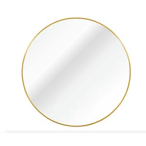 42 in. W x 42 in. H Round Aluminium Framed Wall Bathroom Vanity Mirror in Gold