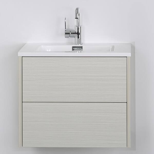 Streamline 23.6 in. W x 19.3 in. H Bath Vanity in Gray with Resin Vanity Top in White with White Basin