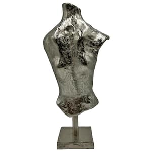 Silver 16 in. x 4 in. Aluminum Metal Modern Body Silver Sculpture