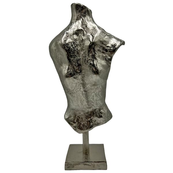 castellousa Silver 16 in. x 4 in. Aluminum Metal Modern Body Silver Sculpture
