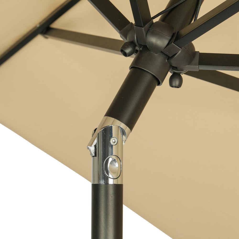 Bimini 6.5' x 10' Beige Polyester Market Umbrella with Steel Pole