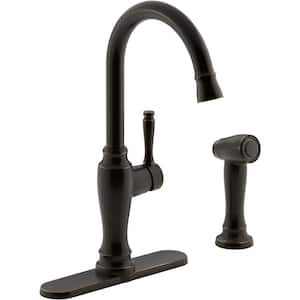 Arsdale Single-Handle Standard Kitchen Faucet with Swing Spout and Sidespray in Oil-Rubbed Bronze