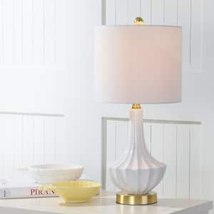 Parker 21.5 in. H Brass/White Ceramic Mini Table Lamp