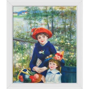 2-Sisters (On the Terrace) by Pierre-Auguste Renoir Galerie White Framed People Oil Painting Art Print 24 in. x 28 in.