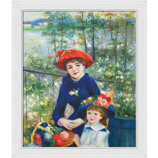 LA PASTICHE 2-Sisters (On the Terrace) by Pierre-Auguste Renoir Galerie White Framed People Oil Painting Art Print 24 in. x 28 in.