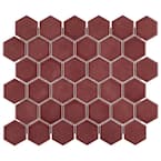 Tribeca 2 in. Hex Glossy Rusty Red 11-1/8 in. x 12-5/8 in. Porcelain Floor and Wall Mosaic Tile (9.96 sq. ft./Case)