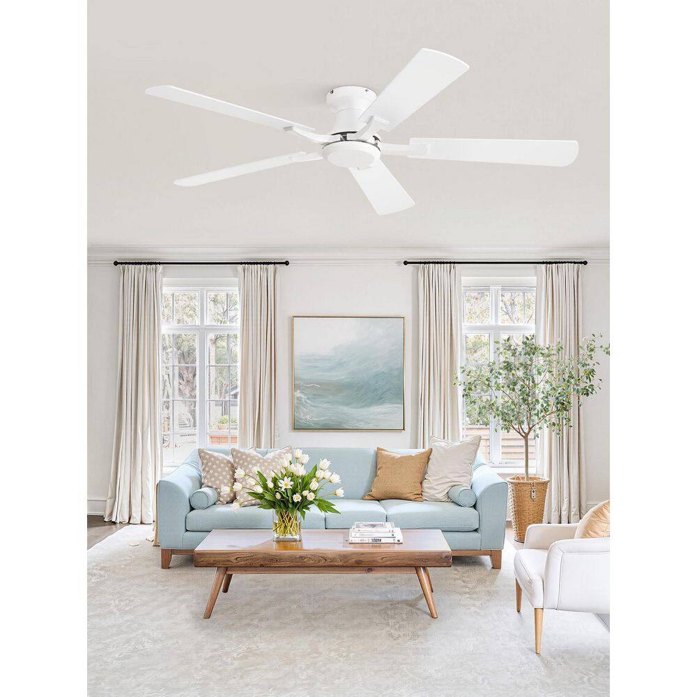 52 in. 6-Speed Indoor Quiet Flush Mount Standard White Ceiling Fan No Lights with Remote Control Included,DC Motor price history on PriceWatchPro