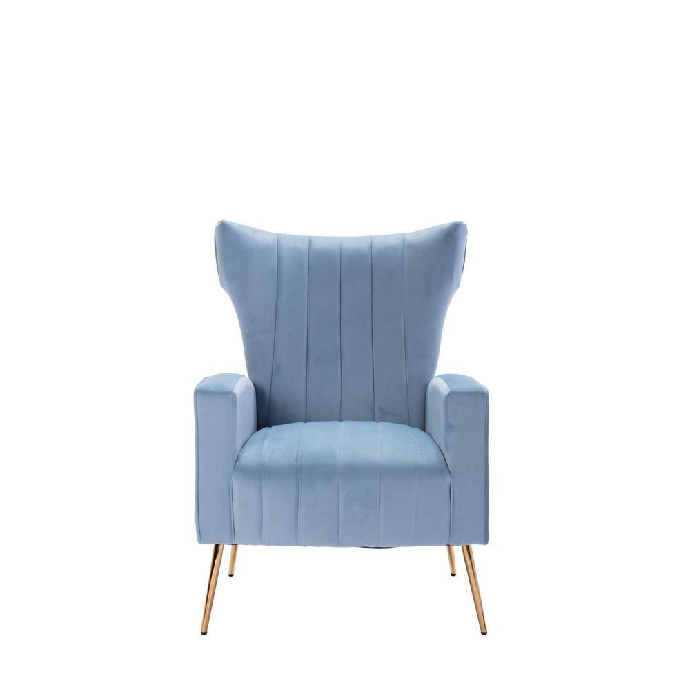 blue velvet wingback chair