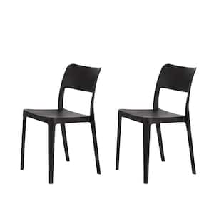 La Vie Black Stackable Resin Armless Dining Chair (Set of 2)