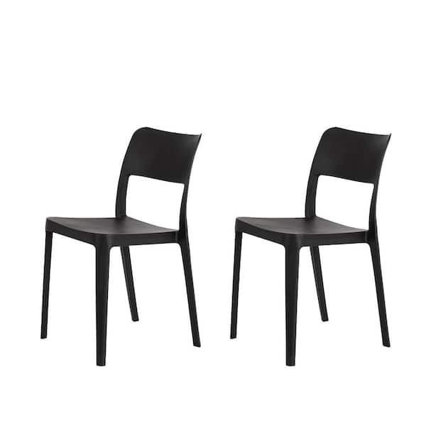 Lagoon La Vie Black Stackable Resin Armless Dining Chair (Set of 2)