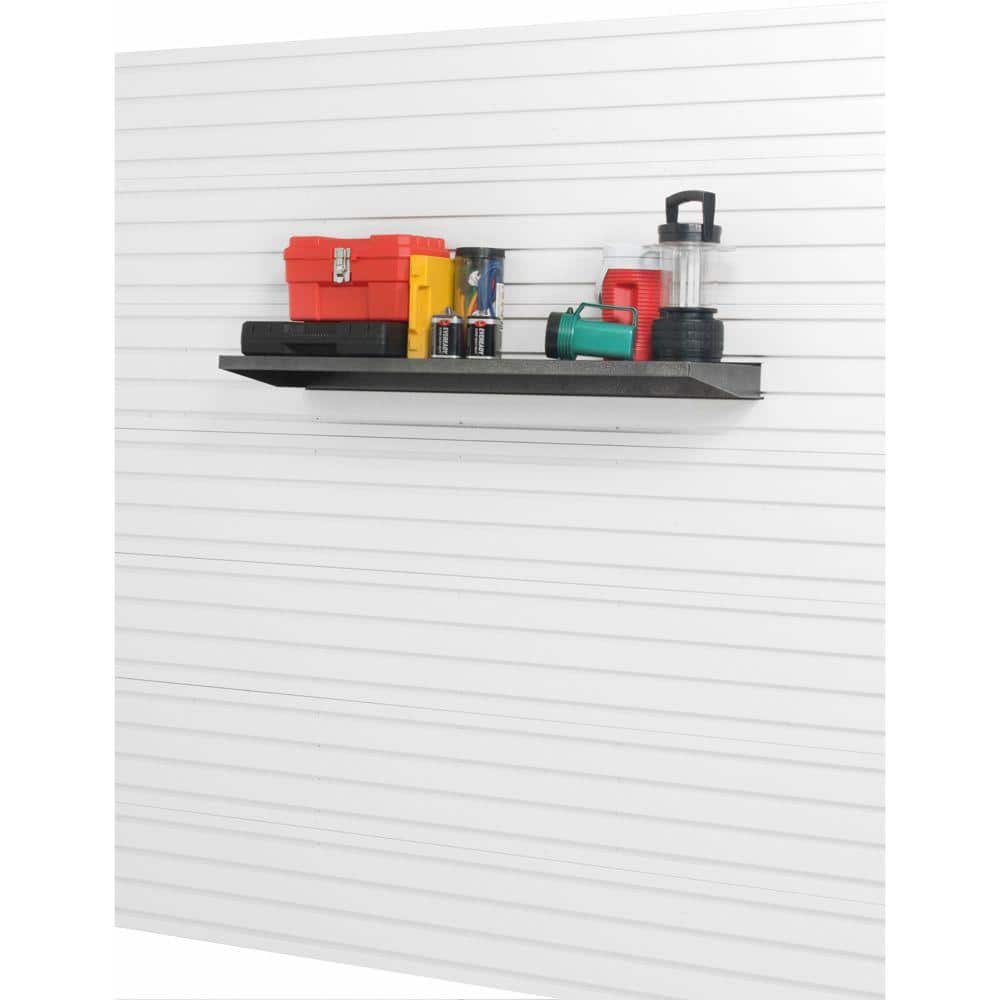 48" Black Heavy-Duty Steel Wall-Mounted Garage Shelf