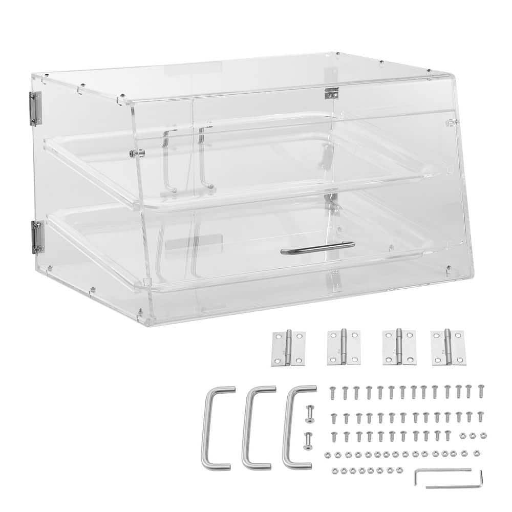 Clear Acrylic 2-Tier Pastry Display Case with Rear Door