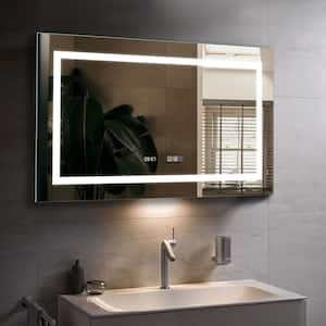 40 in. W x 24 in. H Medium Rectangular Frameless Anti-Fog Wall Lighted Bathroom Vanity Mirror in Silver