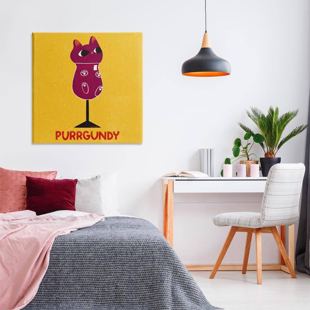 Purrgundy Cat Wine by Carrie Cantwell Unframed Animal Graphic Art Print 36 in. x 36 in. price history on PriceWatchPro
