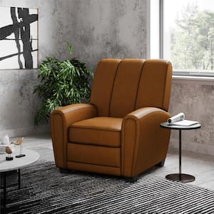 Vertical Camel Faux Leather Pushback Recliner