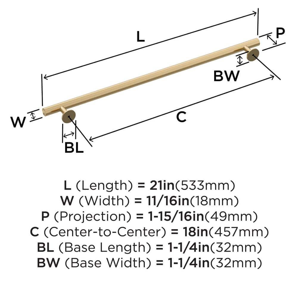 Champagne Bronze 21" Modern Appliance Pull with Mounting Hardware