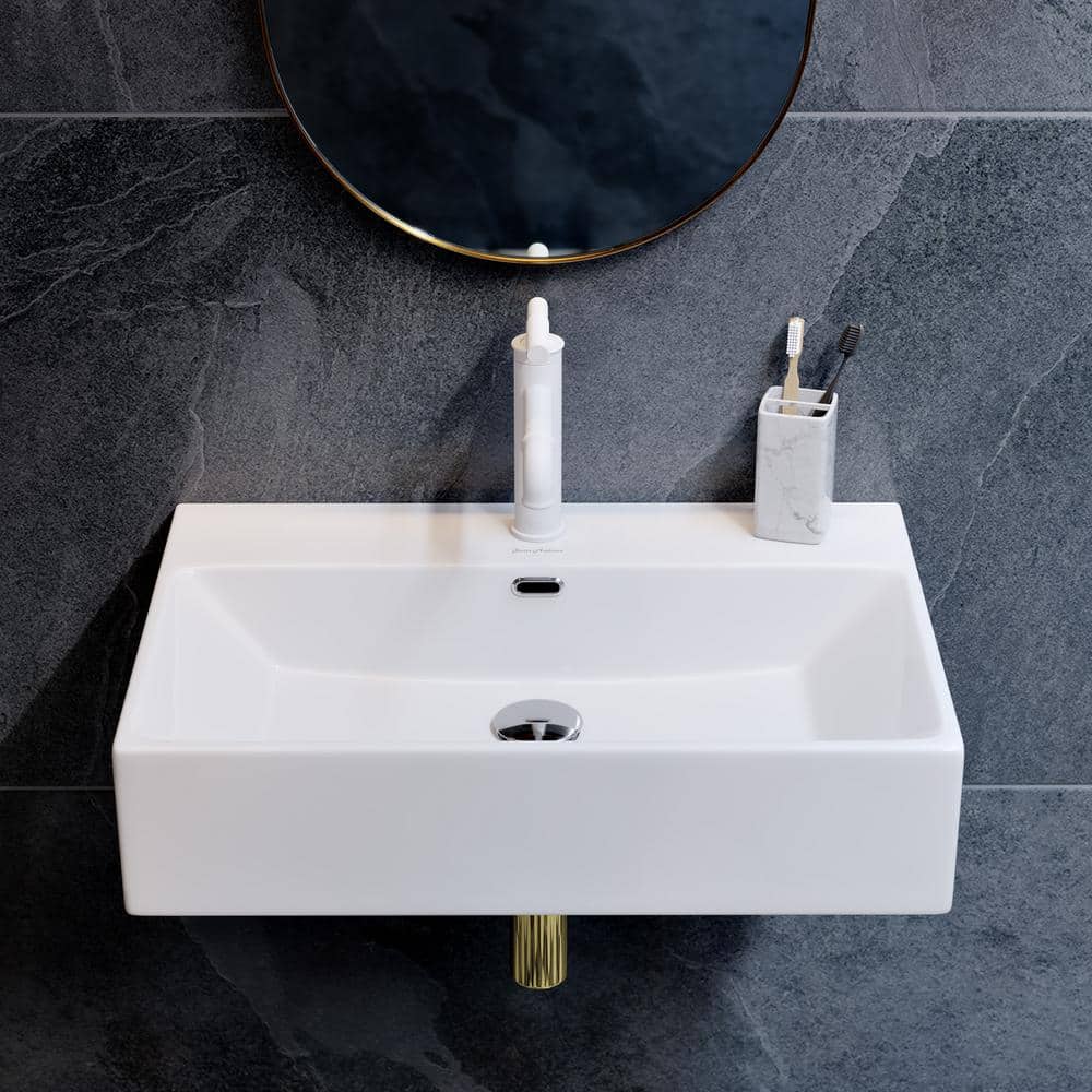 Claire 24" Glossy White Ceramic Wall-Mount Bathroom Sink