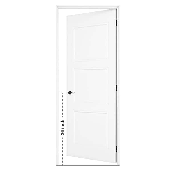 30 in. x 80 in. 3-Panel Right-Handed Painted Solid Core Wood Single Prehung Interior Door with Split Jamb and Lever