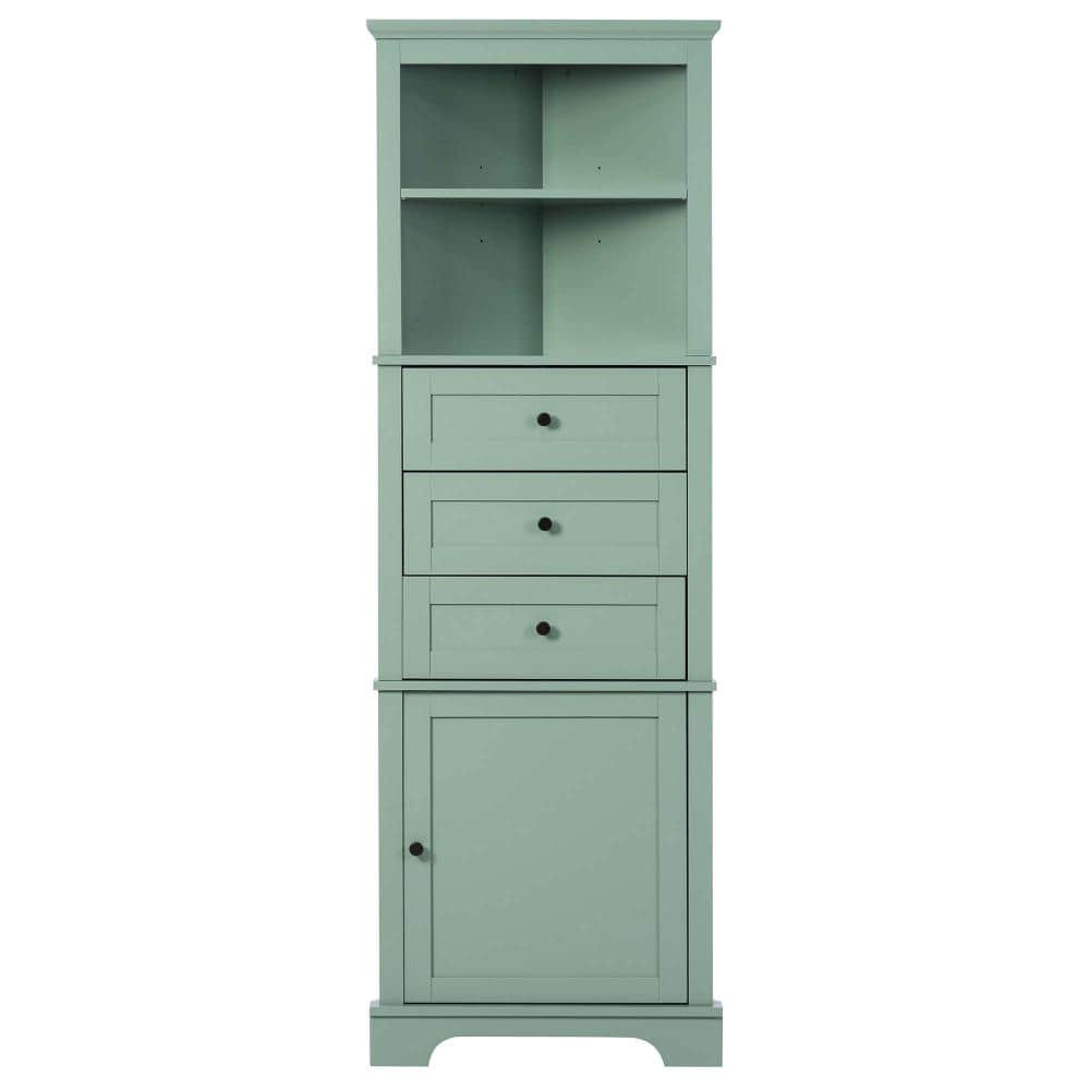 23 in. W x 13 in. D x 69 in. H Green Tall Linen Cabinet, Bathroom Storage Cabinet with 3 Drawers, Adjustable Shelves price history on PriceWatchPro