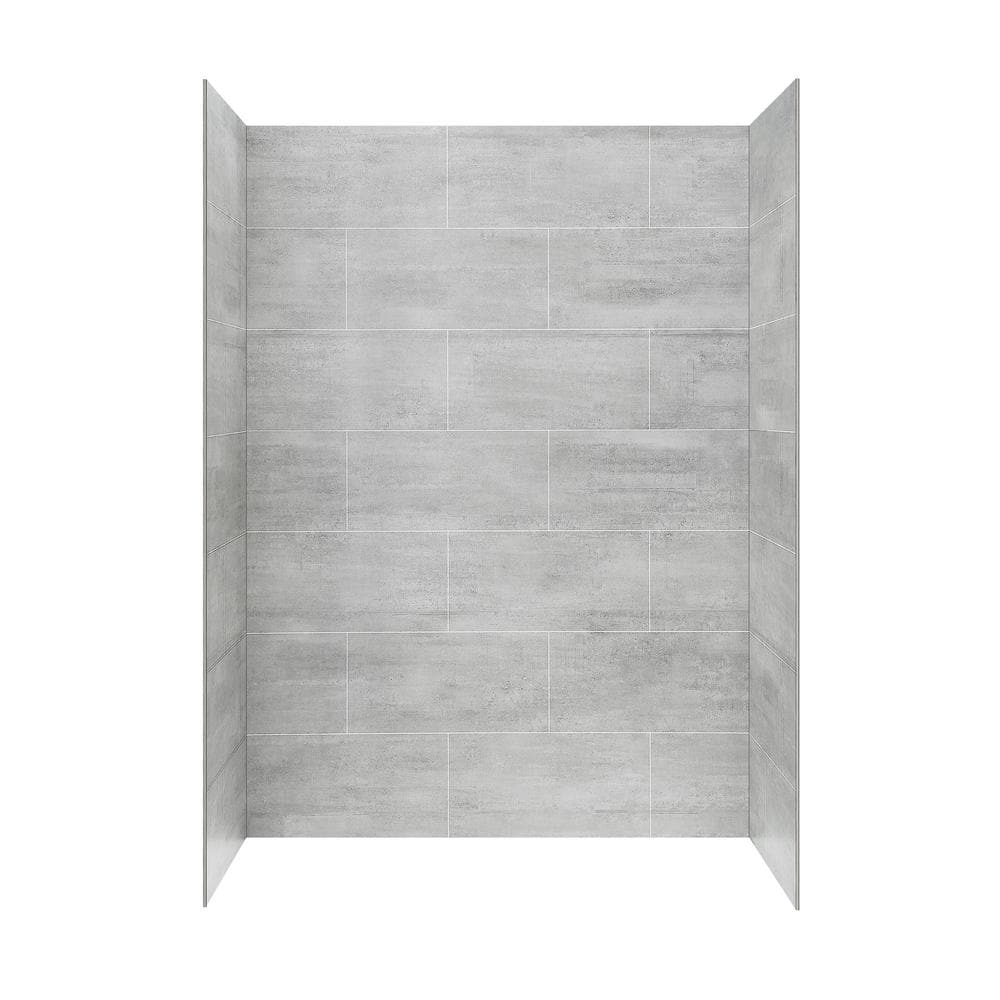 Gray 60'' x 32'' SPC Composite Alcove Shower Kit