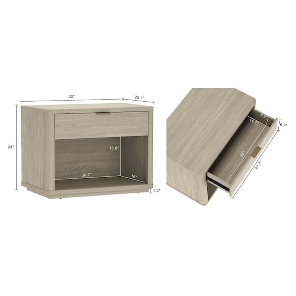 Manhattan Comfort Evelyn Modern Natural 1-Full Extension Drawer 32