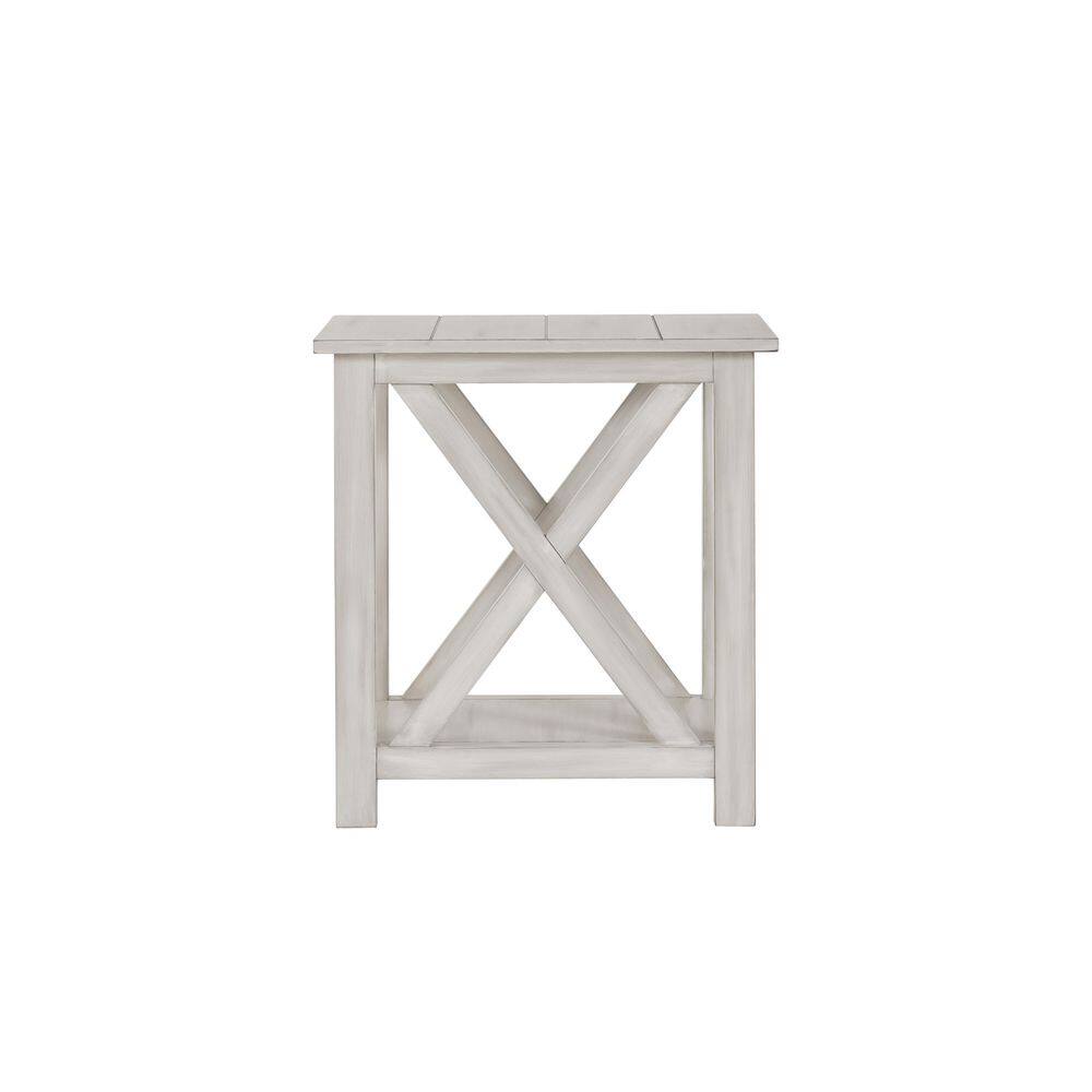 Antique White Jamestown Square End Table with Lower Shelf