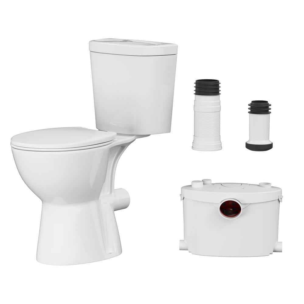 Two piece 19 Extra Tall 0.8/1.28 GPF Dual Flush Round Macerating Toilet 