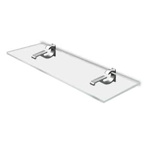 6 in. W x 0.75 in. H x 18 in. D Floating Wall Mounted Clear Acrylic Rectangular 3/4 in. Thick Brushed Nickel Bracket