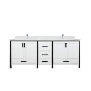 Ziva 84 in W x 22 in D White Double Bath Vanity, Cultured Marble Top and Faucet Set