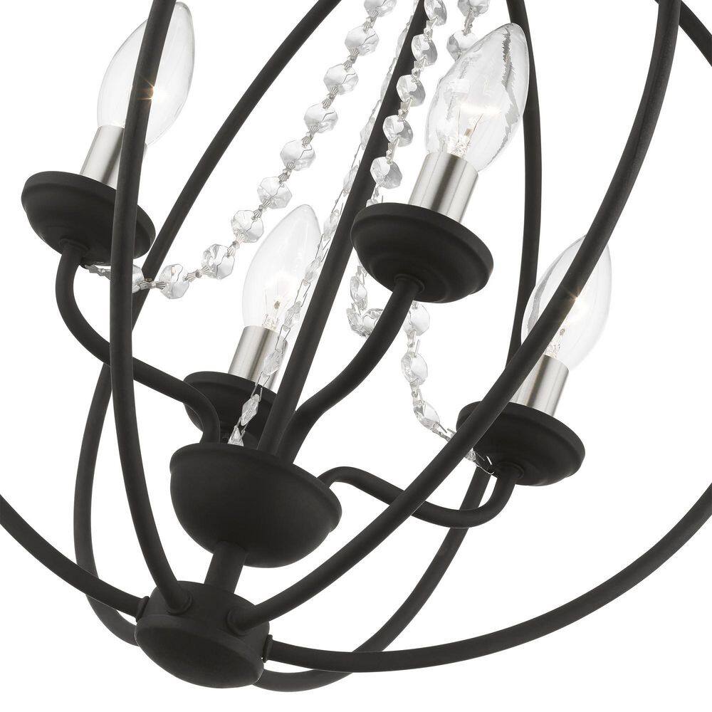 Arabella Black Nickel 4-Light Orb Chandelier with Draping Crystals