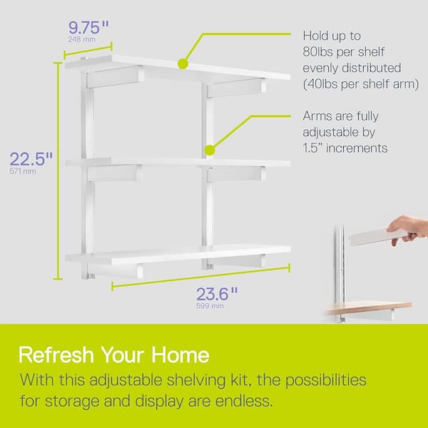 Delta Delta Adjustable 3-Tier Light Oak Premium Decorative Wall Shelf Kit  with Shelves PS3000AO-3 - The Home Depot