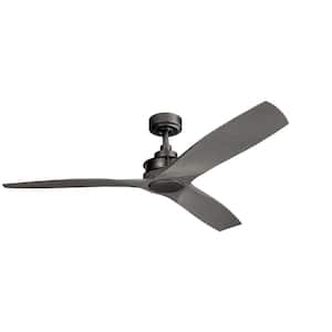 Ried 56 in. Indoor/Outdoor Anvil Iron Downrod Mount Ceiling Fan with Wall Control Included for Covered Patios