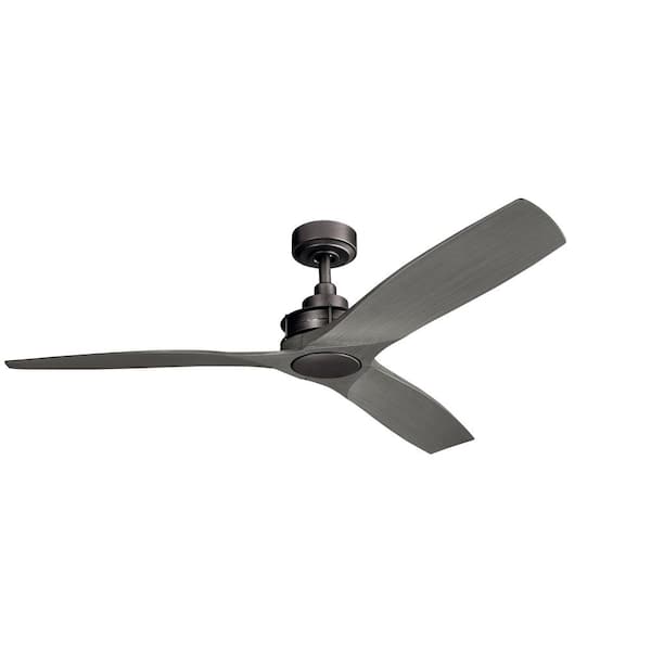 KICHLER Ried 56 in. Indoor/Outdoor Anvil Iron Downrod Mount Ceiling Fan with Wall Control Included for Covered Patios