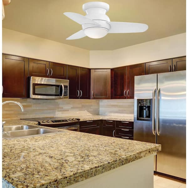 Spacesaver 26 in. Integrated LED Indoor White Ceiling Fan with Light with Wall Control