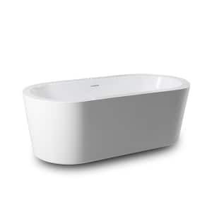 Newfield 66.5 in. x 31 in. Acrylic Oval Freestanding Soaking Bathtub with Center Drain in White