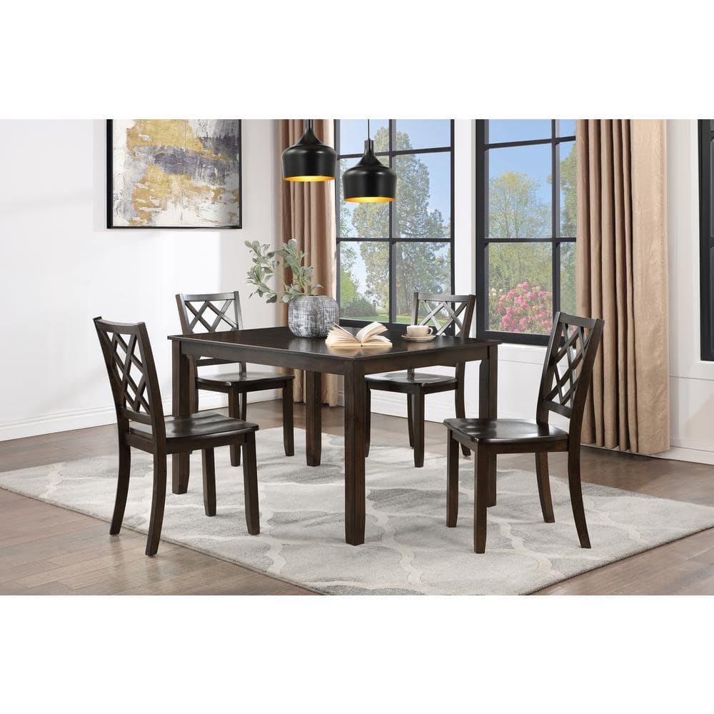 Trellis Brown Solid Wood 5-Piece Rectangular Dining Set