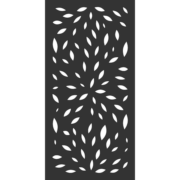 OUTDECO 23.75 in. x 48 in. Black Bloom Hardwood Composite Decorative Wall Decor and Privacy Panel