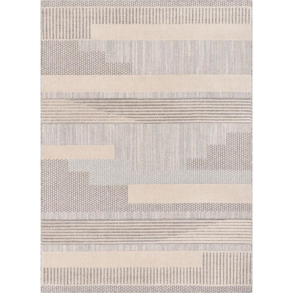 Beige 9 ft. 3 in. x 12 ft. 6 in. Harlow Briar Modern Geometric Abstract Area Rug