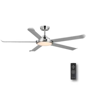 Arlette 60 in. LED Indoor/Outdoor Brushed Nickel Ceiling Fan with Remote Control and White Color Changing Light Kit