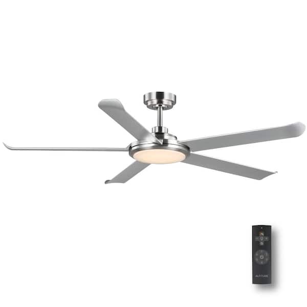 Altitude Arlette 60 In Led Indoor Outdoor Brushed Nickel Ceiling Fan With Remote Control And White Color Changing Light Kit 131l60bnslv The Home Depot - 60 Inch Outdoor Ceiling Fan With Light And Remote Control